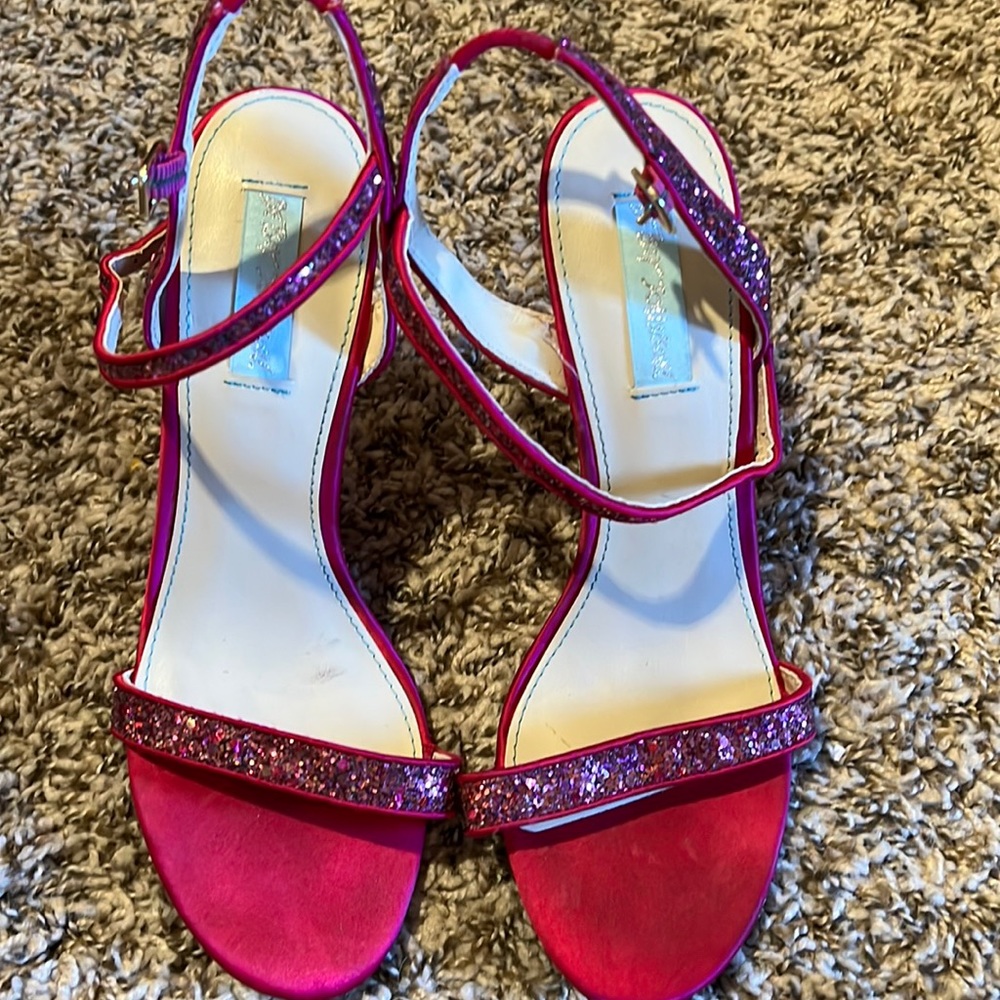 Betsey Johnson Pink Sequin Wedges